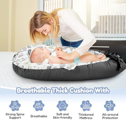Top view of Hychyaya baby nest with infant
