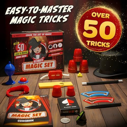 Child wearing bloonsy magician costume performing card tricks