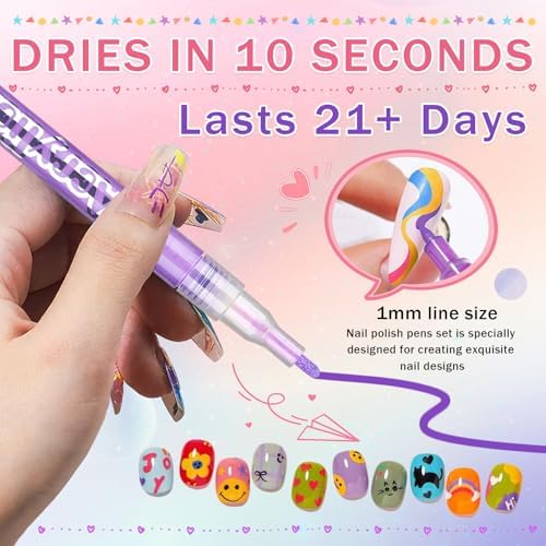 Detailed nail art designs created with Ionsgako markers