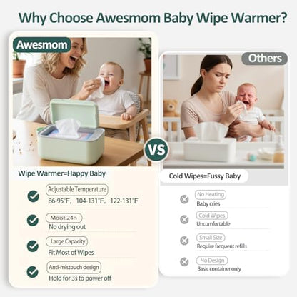 Awesmom Baby Wipe Warmer 3-level temperature control panel