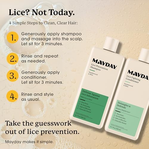 Mayday lice prevention shampoo and conditioner set packaging