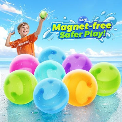 Dalicode magnet free water balloons being submerged and filled quickly in a bucket of water.