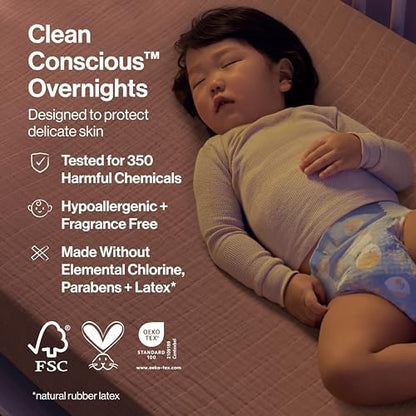 Clean Consciousâ„¢ Overnight Diapers | Up to 12 Hours of Protection | Hypoallergenic + Fragrance Free | Cozy Cloud + Star Signs | Size 6, 34 Count Club Box - Image 5