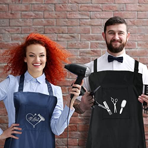 Janmercy multi pocket hairdresser apron back view emphasizing the protective vinyl lining layer.