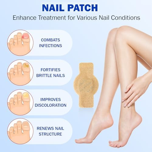 Fanshi antifungal hydrogel nail care patch being peeled from its backing for clean application.