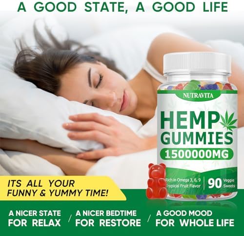 Nutravita hemp gummies retail box and bottle display