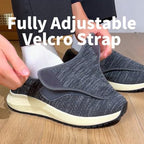 Close up of HOMASS orthopedic shoe breathable mesh material and wide toe box.