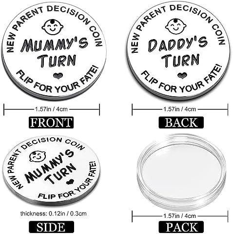 Vichona double sided parenting coin reverse side detailing the mummys turn text structure