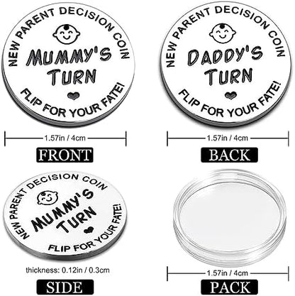 Vichona double sided parenting coin reverse side detailing the mummys turn text structure