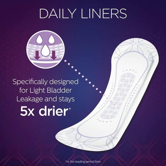 Close up of Poise ultra thin daily liners showing the long length design and soft texture.