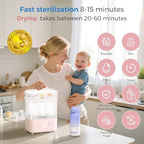 Side profile of Momfann electric baby bottle sterilizer and dryer appliance