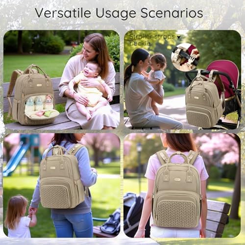 AIJIEKE baby travel bag attached to a stroller using integrated straps