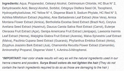 Authentic Surya Brasil henna cream packaging details