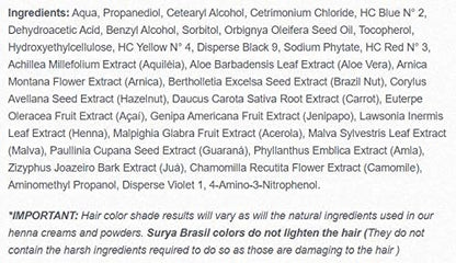 Authentic Surya Brasil henna cream packaging details