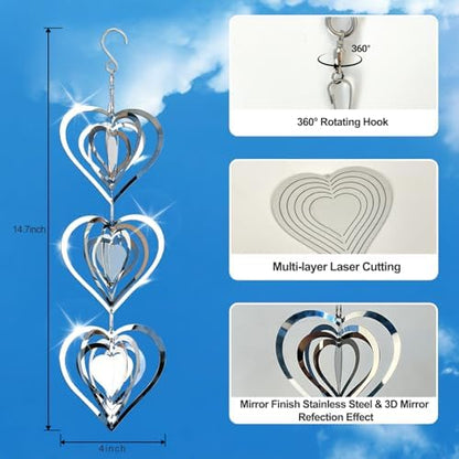 Set of 9 reflective 3D wind spinners for garden