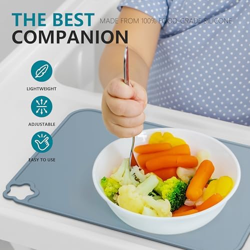 Dishwasher safe silicone baby placemats being cleaned easily