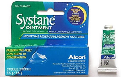 Systane Nighttime Ointment 3.5 gram tube showing sterile applicator tip