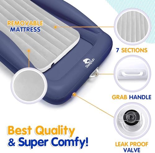 Sleepah inflatable kids bed showing the two piece mattress configuration