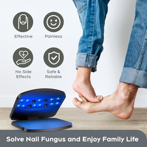 Home use toenail restoration device using 470nm and 910nm light therapy.
