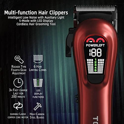 TCMKY cordless barber trimmer displaying the built-in auxiliary LED light function on the head