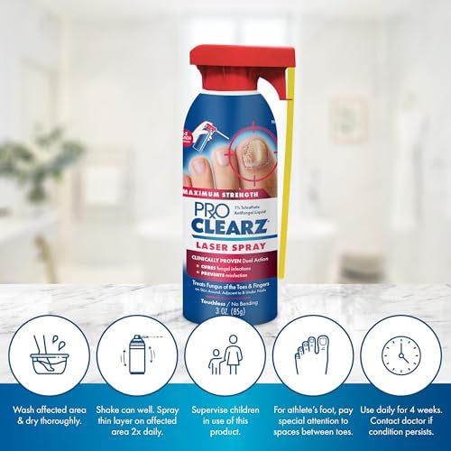 ProClearz touch free aerosol spray targeting foot fungal infections and athletes foot