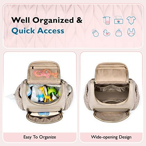 Mommore travel baby bag interior view with organizational compartments