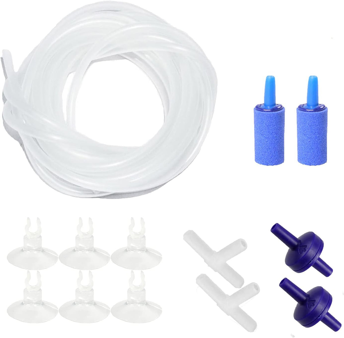 Aquaneat aquarium airline tubing kit front view with clear pipe and accessories