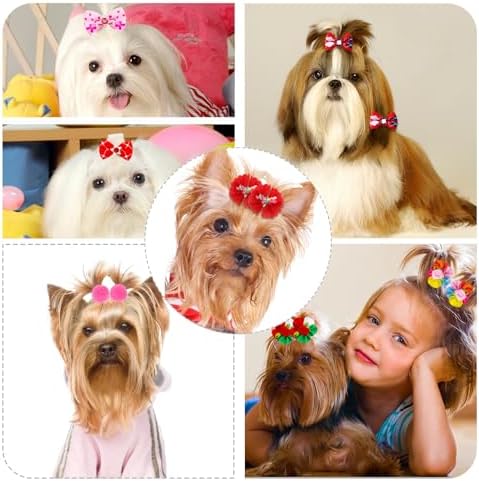 Selection of colorful floral puppy bows for small dogs