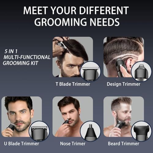 7d24hcare multi grooming kit detailing five interchangeable heads and four guide combs