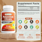 Best Naturals Potassium Citrate supplement bottle back label details