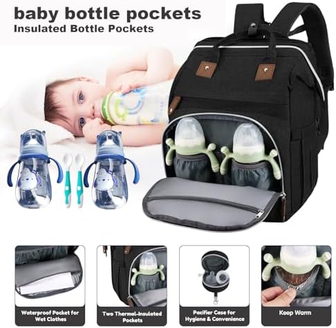 DERJUNSTAR baby travel bag interior storage pockets and laptop sleeve