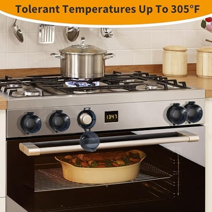 Wrichear safety covers demonstrating universal fit on kitchen knobs