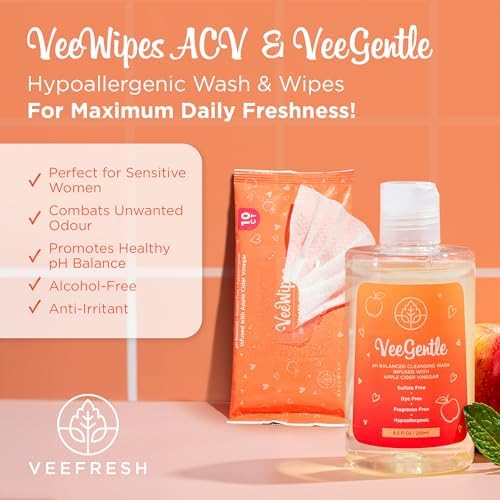 VeeGentle feminine wash bottle with apple cider vinegar ingredients