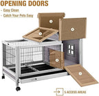 Rabbit Hutch Indoor Outdoor Rabbit Cage Bunny Cage with Run,No Leak Pull Out Tray,Wire Fence - Image 6