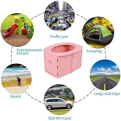 Travel potty with disposable bag setup for hygiene