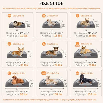 Comfort Expression Waterproof Orthopedic Dog Bed for Extra Large Dogs | Supportive Egg Crate Foam XL Pet Bed with Removable Bolster, Dog Couch with Washable Cover & Non-Slip Bottom, 42x30 Inch - Image 4