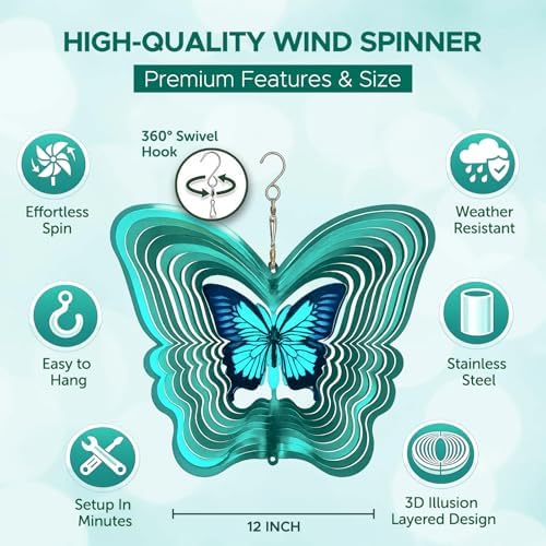Iseo wind spinner hanging on a porch hook