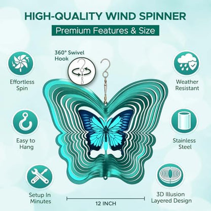 Iseo wind spinner hanging on a porch hook