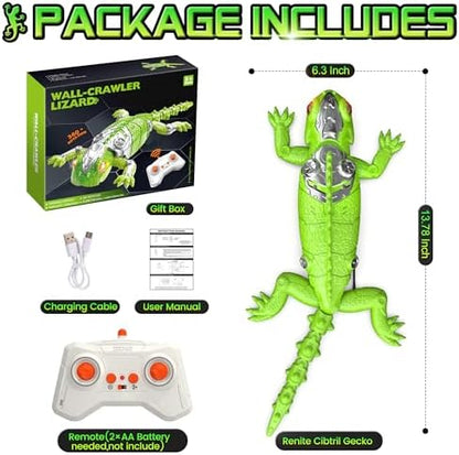Popplaying RC lizard toy climbing on a white wall