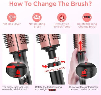 Side angle of the ceramic round brush head highlighting the heat resistant styling bristles.