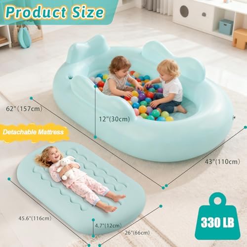 High frequency vibration welded seams on a leak proof toddler air bed.