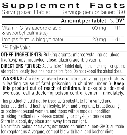 Igennus healthcare nutrition clean iron supplement showing 180 non GMO tablets