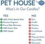 Close up of One Fur All natural soy wax candle label