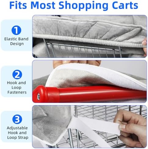 Folding the gray shopping cart cover into portable carry bag