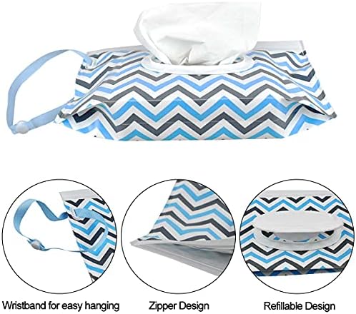 Baby wipes carrying case hanging on a stroller handle