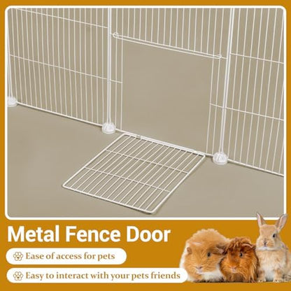 VISCOO 20 Panels Guinea Pig Cages, 48" x 24" x 16" DIY Small Animal Playpen with Transparent Top & Waterproof Mat, Enclosed Rabbit Cage for Bunny, Guinea Pigs, Hamsters, Metal Wire Yard Fence - Image 3
