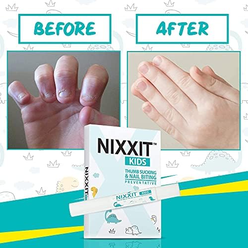 Nixxit bitter taste nail biting deterrent being applied to a child's fingernails