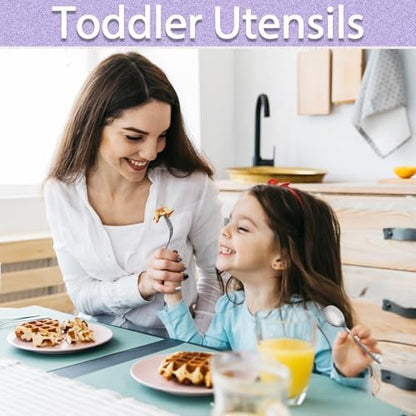 Ergonomic toddler flatware for independent feeding