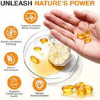 Natural non-GMO aged garlic supplement bottle showing easy to swallow softgels