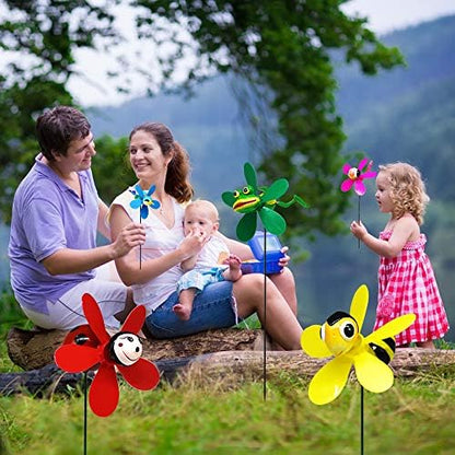 Durable metal stake and PVC pinwheel construction